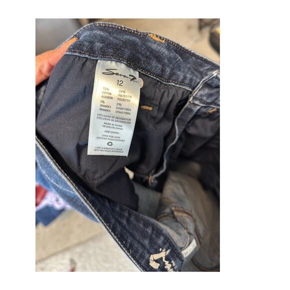 Seven7 high rise dark wash stretch denim shorts size 12 coastal beach summer - Picture 6 of 7